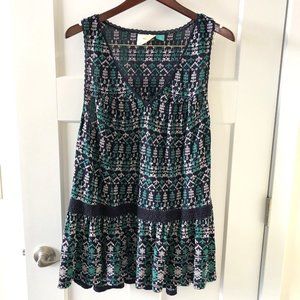 Maeve by anthropology Embroidered Black and Green Top (2x) (pre-owned)